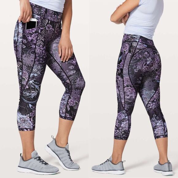 LULULEMON Time To Sweat Crop 23" Size 2 Memoir Multi Purple - Picture 1 of 8